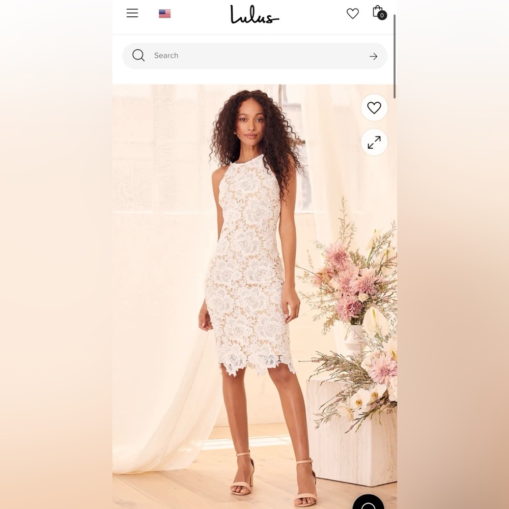 Lulu's Temps De L’Amour White Lace Bodycon Midi Dress